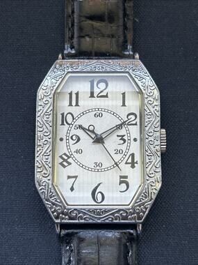 Silver Tone Black Band Women’s Quartz Watch